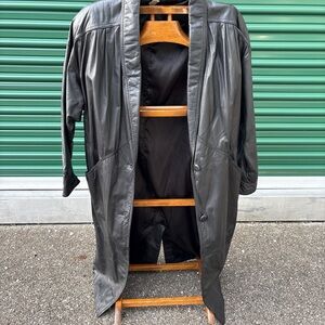 Jacqueline Ferrar Black Leather Trench Coat